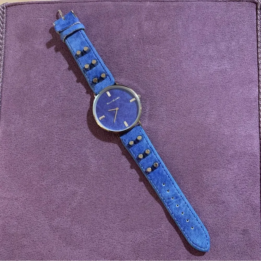 Denim studded wrist watch
